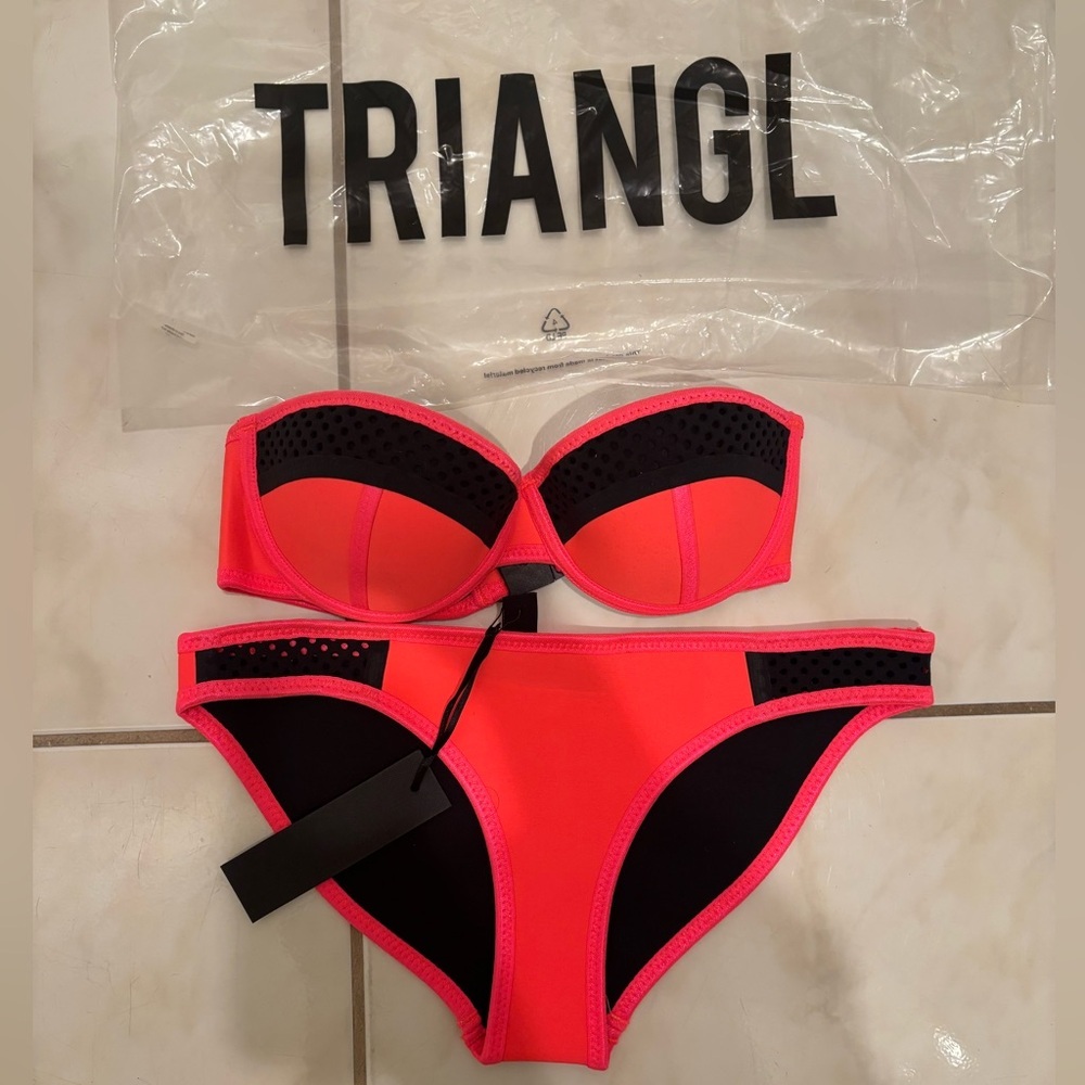 Womens TRIANGL pink 2 Piece Strapless Bikini